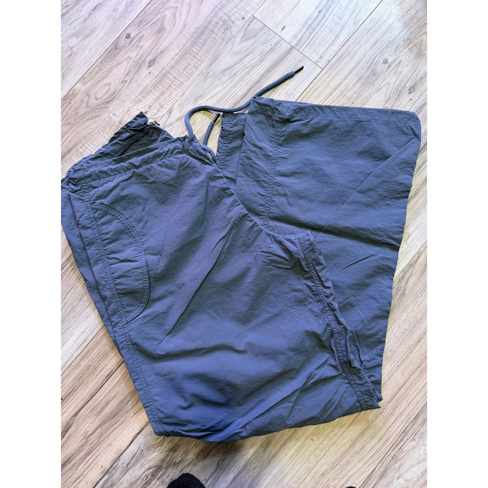 Rae Mode Womens Wide Leg Drawstring Pants Slate Blue‎ Crinkle Fabric XS